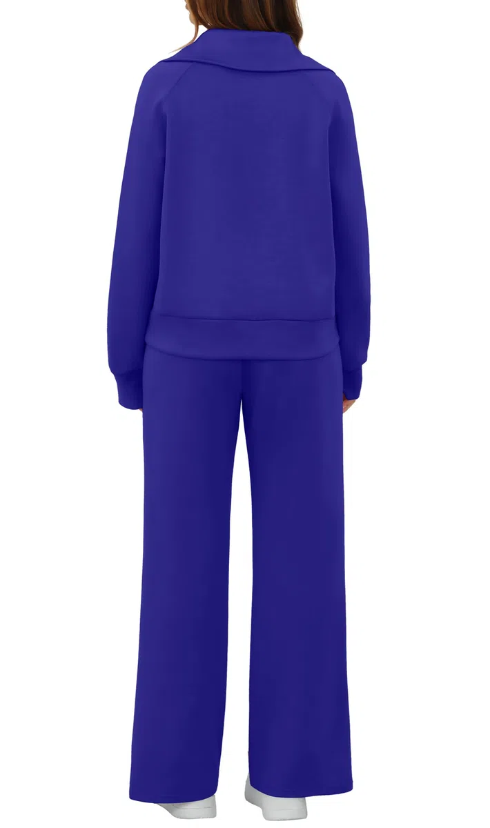GRECERELLE Conjunto completo de chándal para mujer, conjunto de ropa de descanso para mujer, ropa deportiva de dos piezas, manga larga, media cremallera, casual, tops y pantalones de correr con
