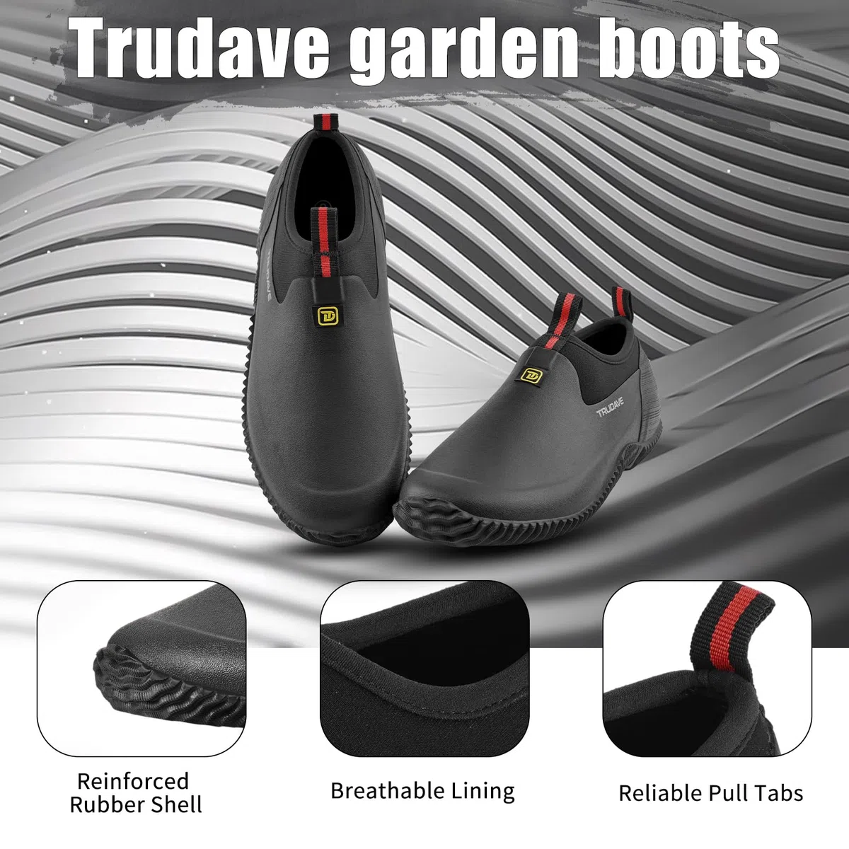 Trudave Zapatos de jardín para hombres y mujeres, zapatos de goma impermeables con neopreno de 4.5 mm, botas de lluvia para mujer, para jardinería, talla 6-13