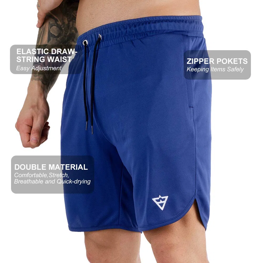 Wangdo Pantalones cortos de correr para hombre de 7 pulgadas con bolsillo con cremallera para gimnasio y atletismo