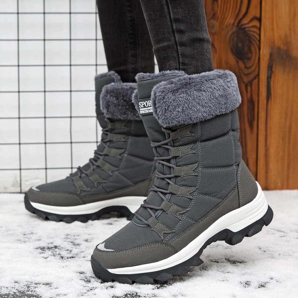 Botas para Mujer Botas de Nieve Botines de Invierno Impermeable Forradas con Pelo Botas de Senderismo Botines de Nieve Botas de Trekking Talla 37-43