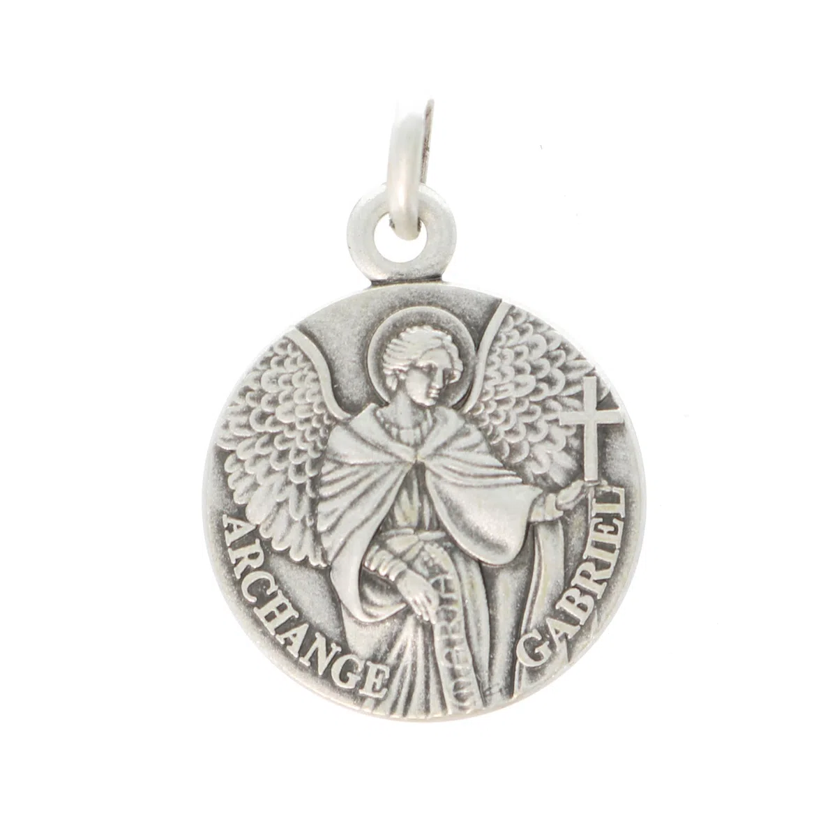 Palacio del Rosario Medalla de San Gabriel de Plata de 16 mm - Medallas y Cruz Plata - Culto Cristiano de Plata, Plata esterlina