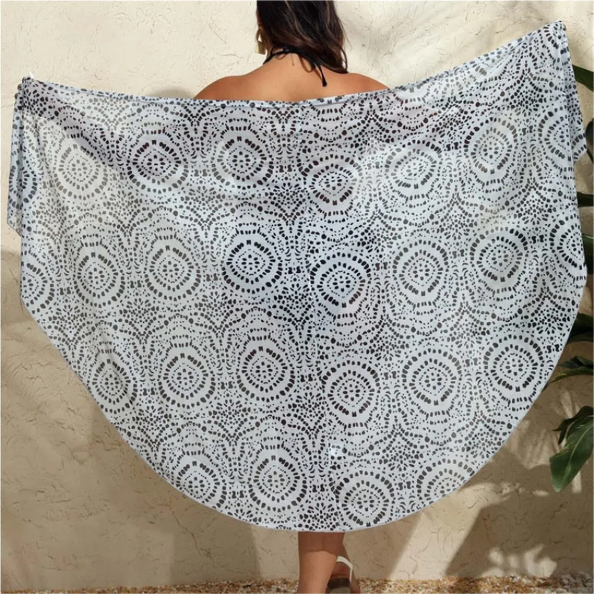 Prendas para cubrir el bañador, Bikini de poliéster con estampado suelto, túnica de playa de verano fluida L-3XL