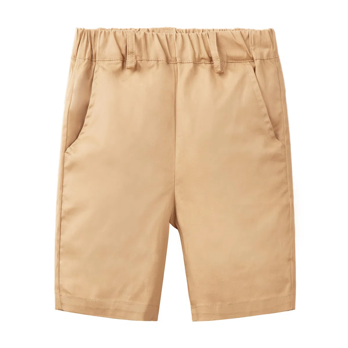 Mud Kingdom Pantalones cortos chinos de moda para niño, cintura elástica, parte delantera plana, uniforme escolar de verano