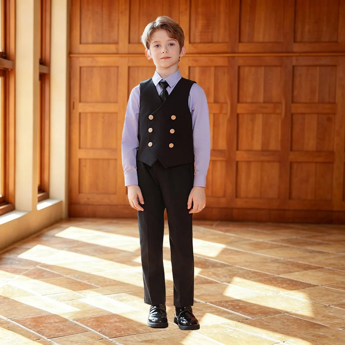 Generisch Novedades 2027 traje de niño uniforme escolar elegante chaleco pantalones hombre conjunto para tiempo libre escuela diario cuatro estaciones look completo con camisa de corbata