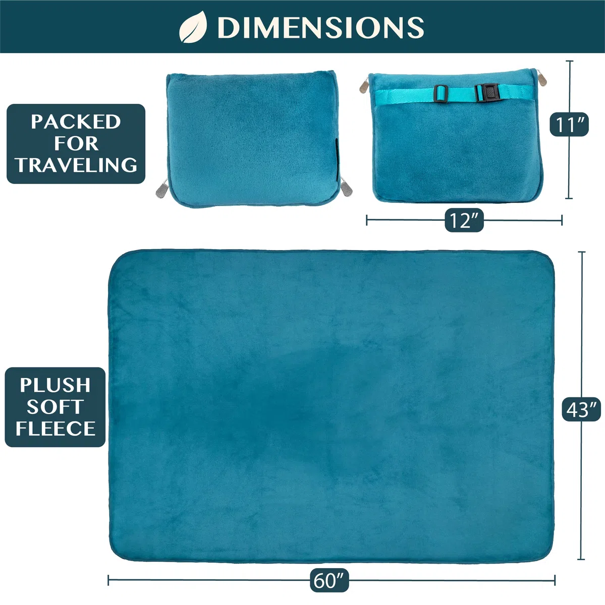 PAVILIA Almohada de Viaje, Suave Manta de avión 2 en 1, Manta de avión compacta, Plegable, Almohada de Coche Esencial para Vuelo, Accesorios de Regalo para viajeros, Correa de Mochila de Equipaje, 60