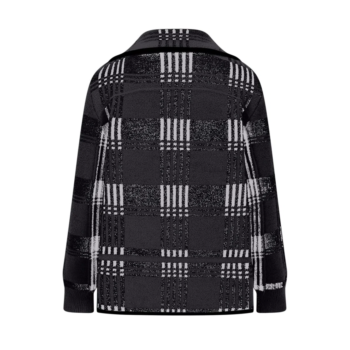 Chaqueta corta para mujer, elegante, de punto, chaqueta de otoño, a rayas, con frente abierto, cuello vuelto, chaqueta corta