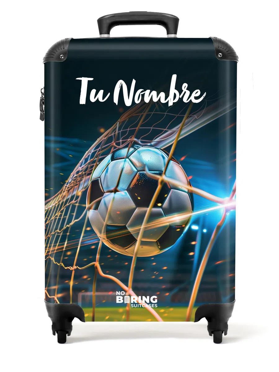 maleta NoBoringSuitcases.com Niños, Trolley, Cabina, Viaje, Equipaje de Mano, Maleta Personalizada (Fútbol - Azul Oscuro, 55x40x20 cm)
