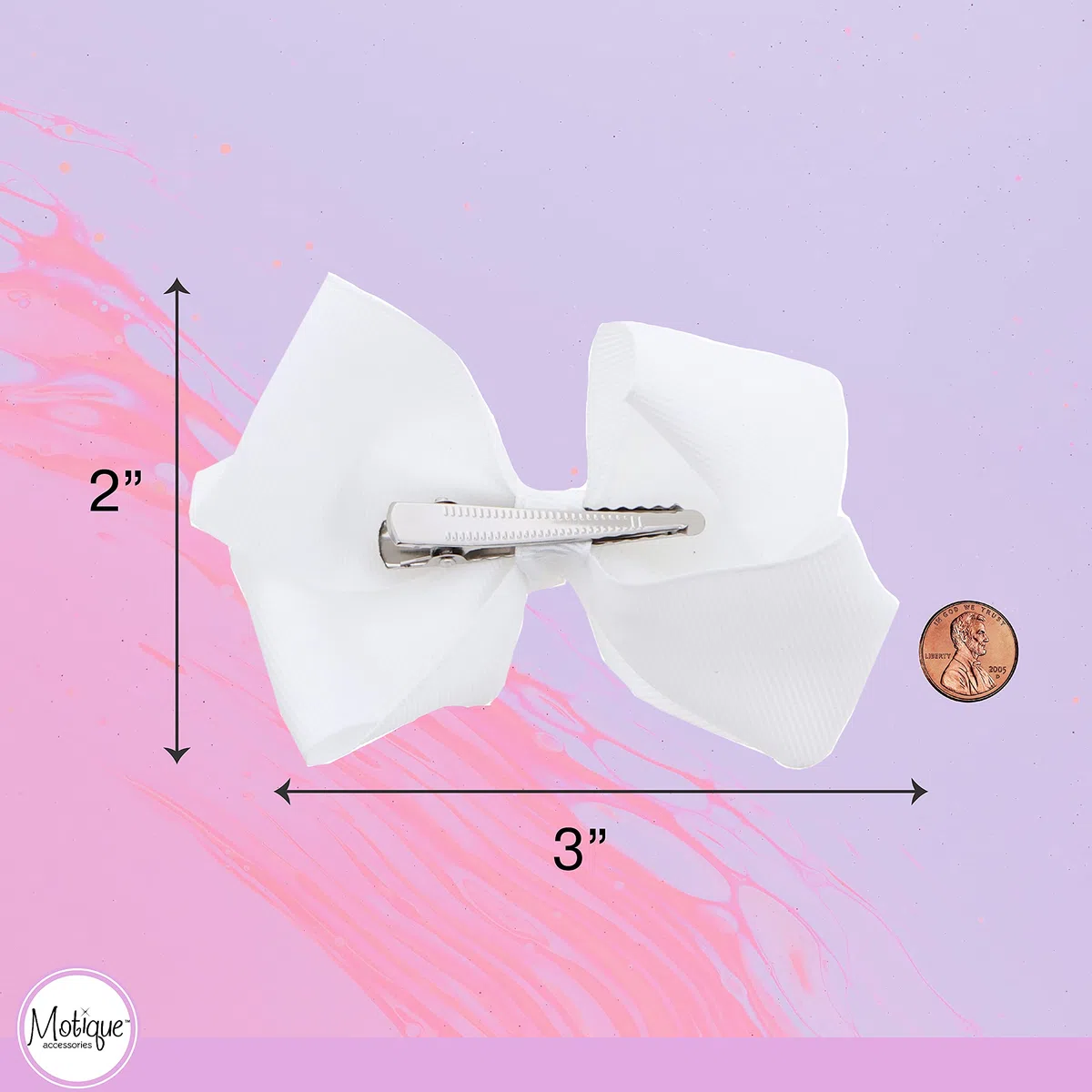 Motique AccessoriesArco de grogrén de 7,6 cm para niñas pequeñas, juego de 2, , S, Blanco, 2 uds. por paquete, 2.00[set de ]