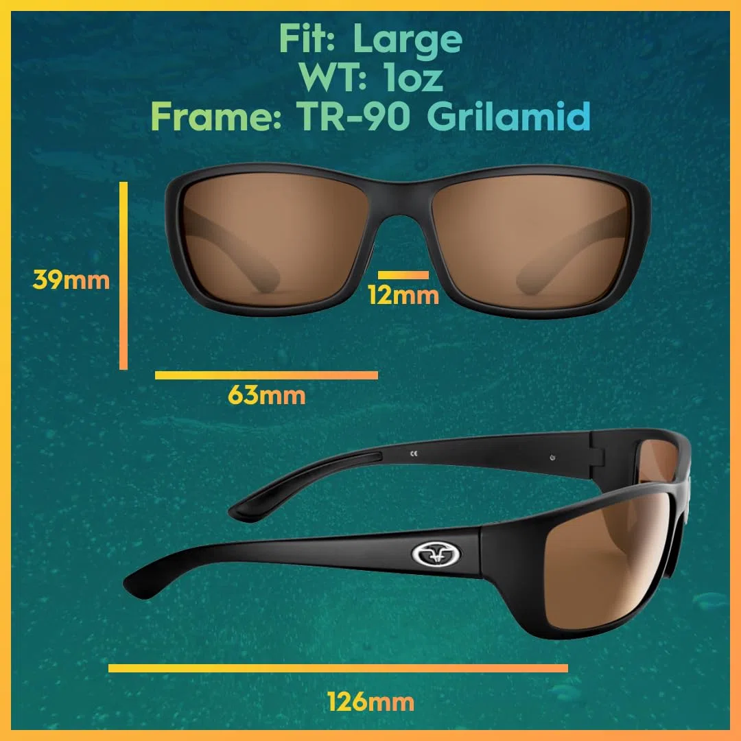 Flying Fisherman Cay Sal Polarized Sunglasses with Matte Black Frame, Amber Lenses