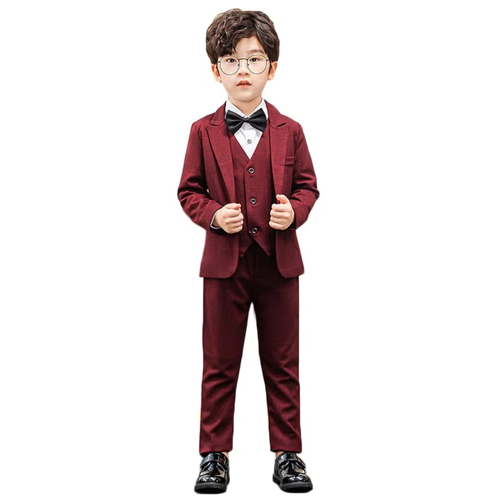 Niño Traje de Ceremonia Conjunto de 4/5 Piezas Slim Fit Formal de Esmoquin Conjunto de Traje Elegante para Bautizo Comunión