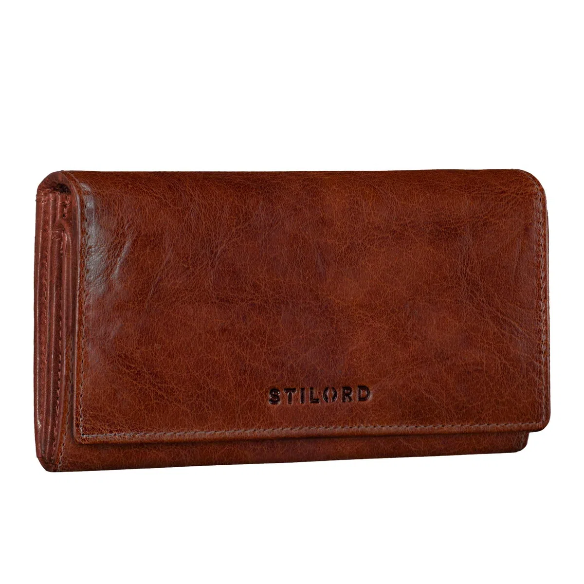 STILORD "Marquesa Cartera Mujer Cuero RFID – Monedero Vintage Grande con Bloqueo NFC, Muchos Compartimentos, Regalo de Piel Auténtica Color:Brandy - marrón