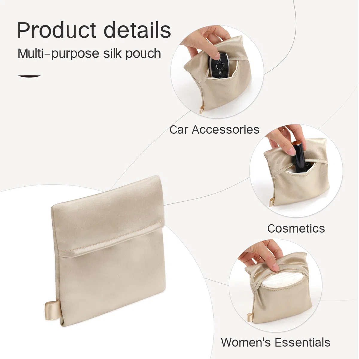 Organizador de monedero para bolsos, organizador de bolsas de seda para bolsa y bolso de lujo, bolsa de mano, suave y sedosa, organizador de bolsas compatible con Lindy 19 (LD19, champán)
