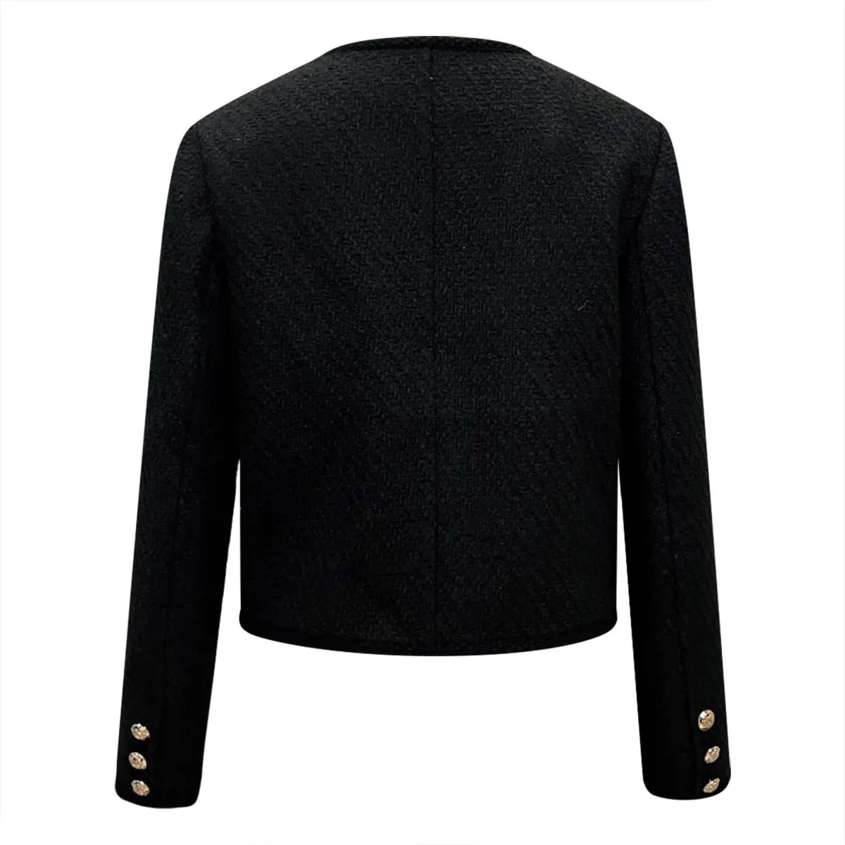 Chaqueta Informal Ligera de Cuello, cárdigan Corto con Botones metálicos clásicos para otoño, Mujer, Elegante, básica