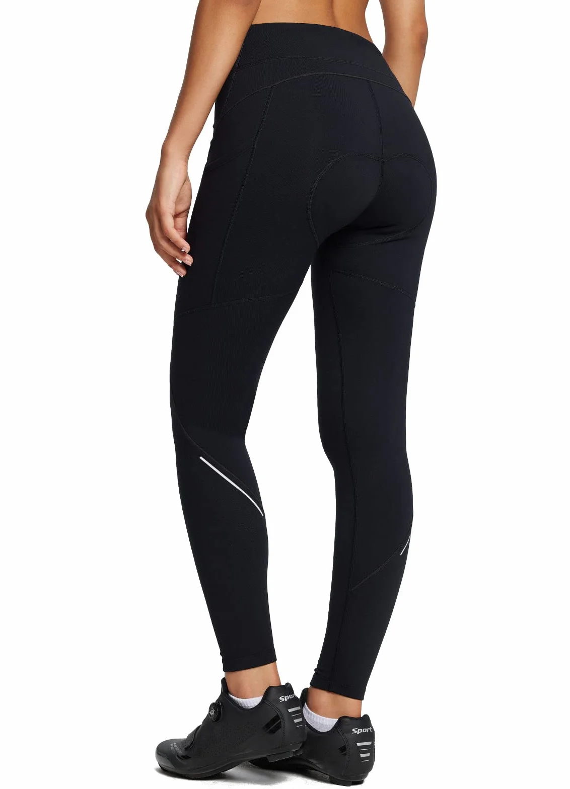 BALEAF Pantalón de ciclismo para mujer, impermeable, térmico, forro polar, resistente al viento, largo acolchado 4D, con bolsillo