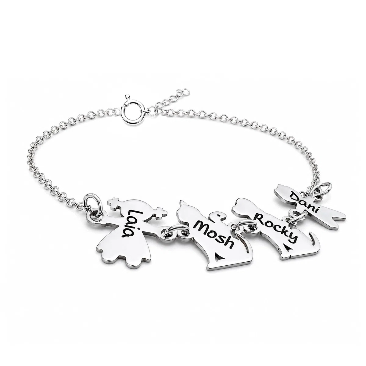 Pulsera Mamá Personalizada con nombres - Fabricada en plata de ley 925/1000 - Niños con Nombres - Regalo día de la Madre - Regalo Mamá