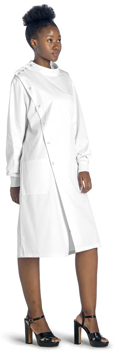 Dr. James Bata de Laboratorio Premium Howie Style Unisex para Hombres y Mujeres, con Mangas con puños, Ajuste clásico, Cierre a presión