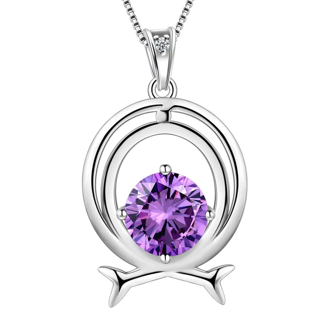 Aurora Tears 925 Sterling Sliver 12 Zodiac Sign Crystal Constellation Pendant Necklace 12 Horoscope Birthstone Necklace Jewellery Gift DP0134