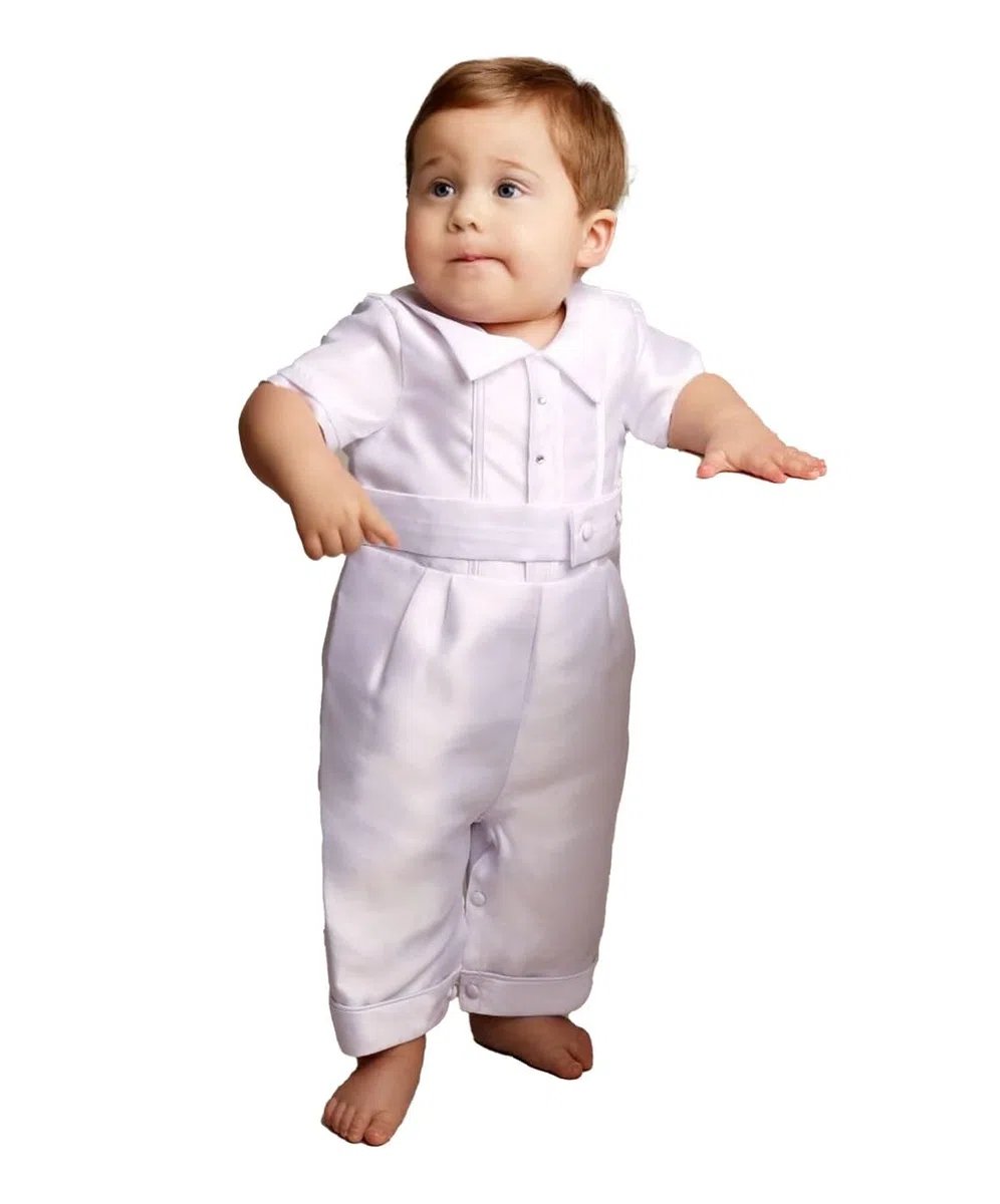 SIRRI Pelele de Bautizo con Sombrero para bebés y niños, Elegante Conjunto de Traje de Bautizo para bebés de 0 a 24 Meses