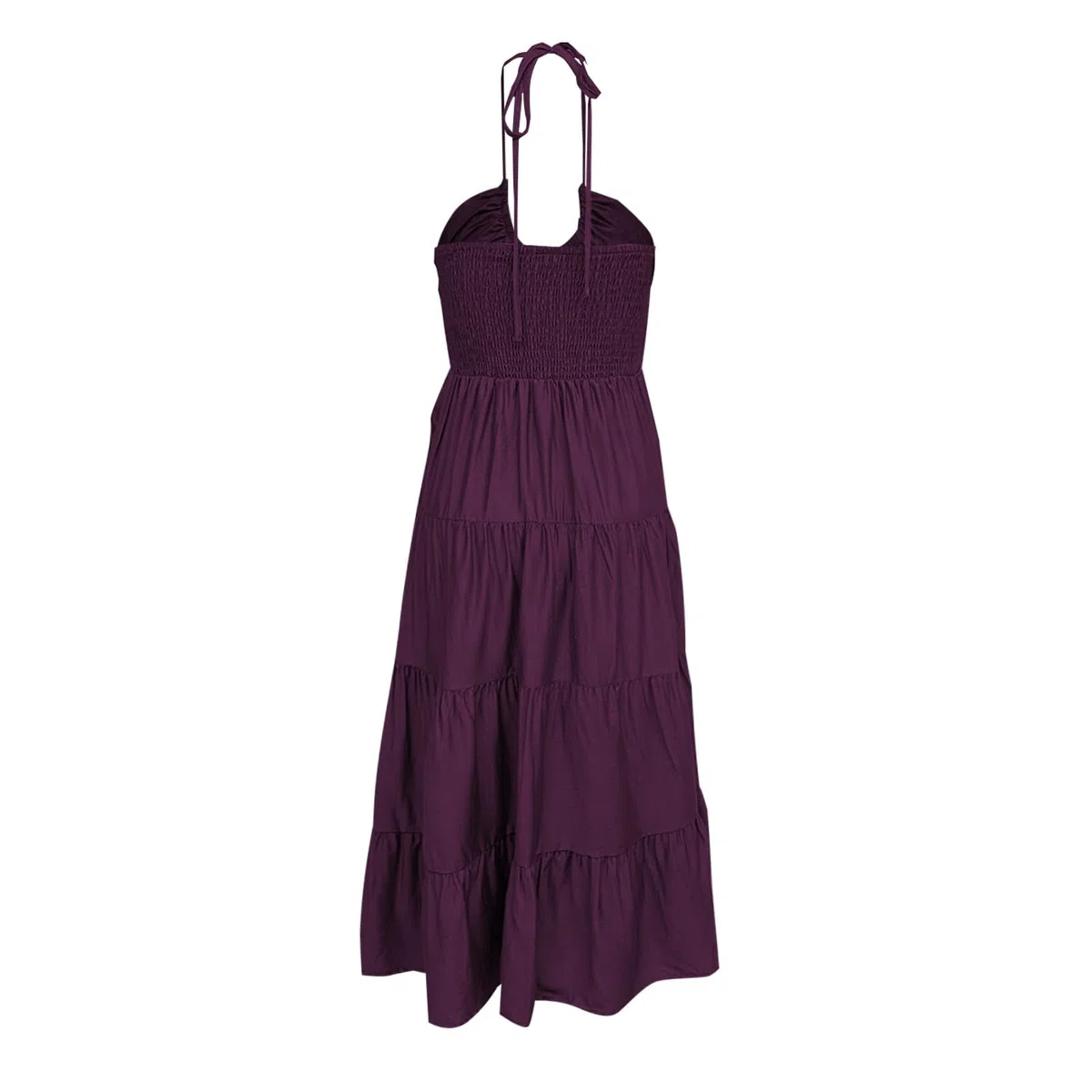 Vestido Largo Bohemio de Talla Grande con Cuello y Detalles Fruncidos para Mujer