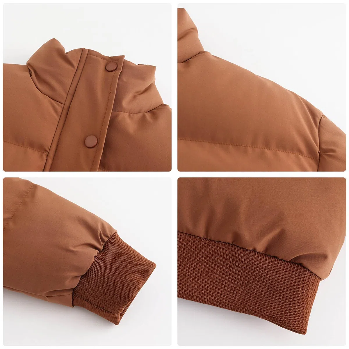 Abrigo Corto de Invierno con Cuello para Mujer Chaqueta Acolchada Informal Holgada de Manga Larga Clima Frío