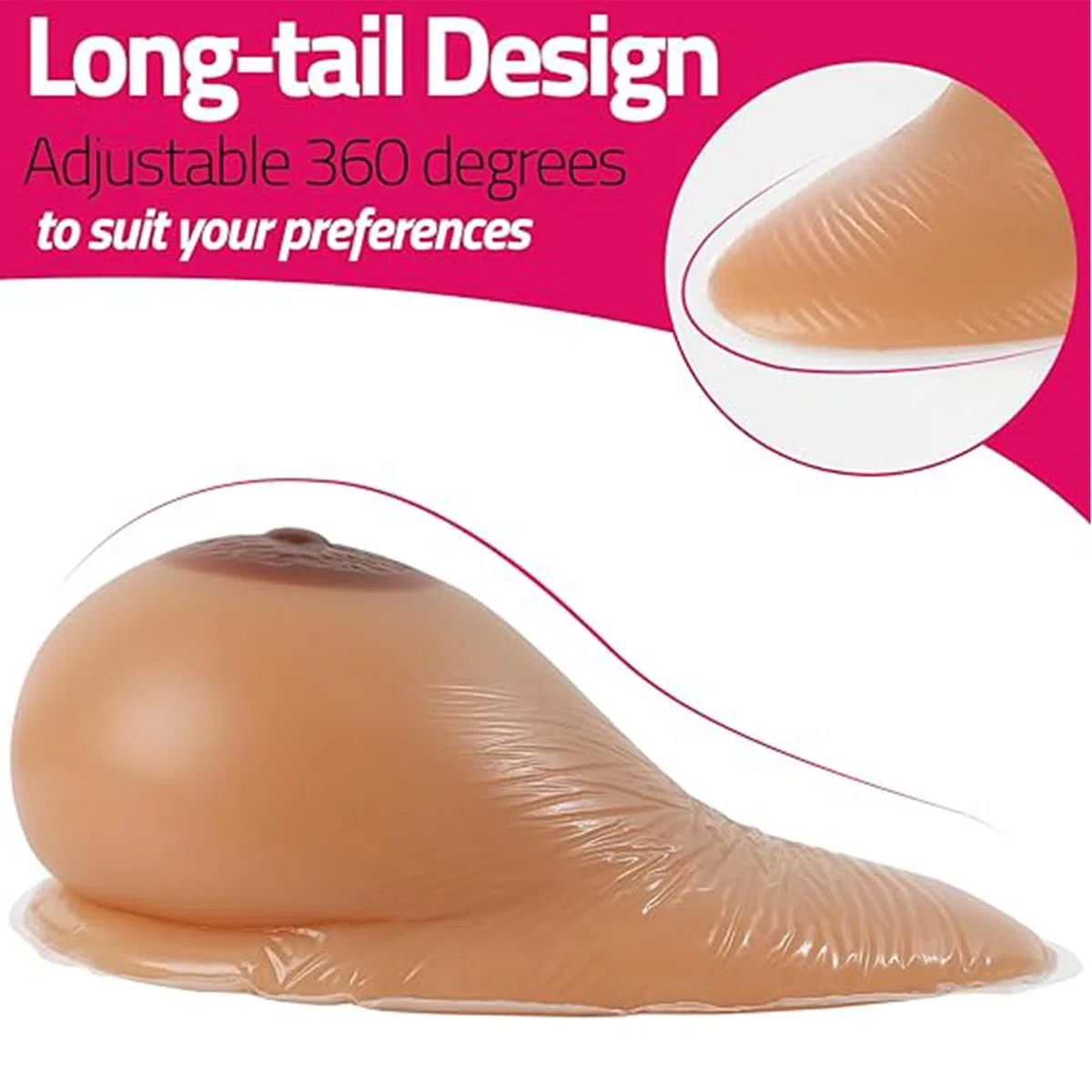 Formas de Senos de Silicona con Forma de Cola Larga/Pechos Falsos autoadhesivos para travestis, mastectomía transgénero y Cosplay/Pechos protésicos,Suntan,EE|Cup (1600g/Pair)