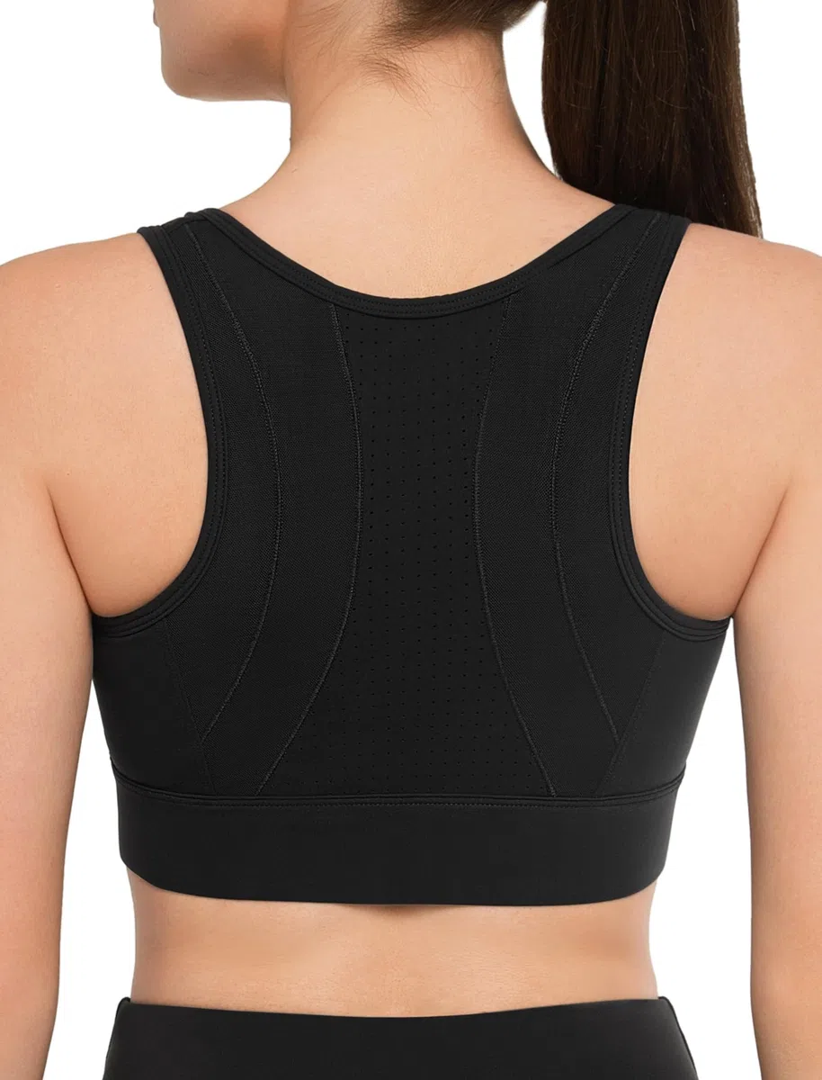 Yvette Sujetadores deportivos con cremallera frontal para mujer, de alto apoyo, busto grande, malla de espalda cruzada, brasier deportivo de alto impacto, para correr y entrenar