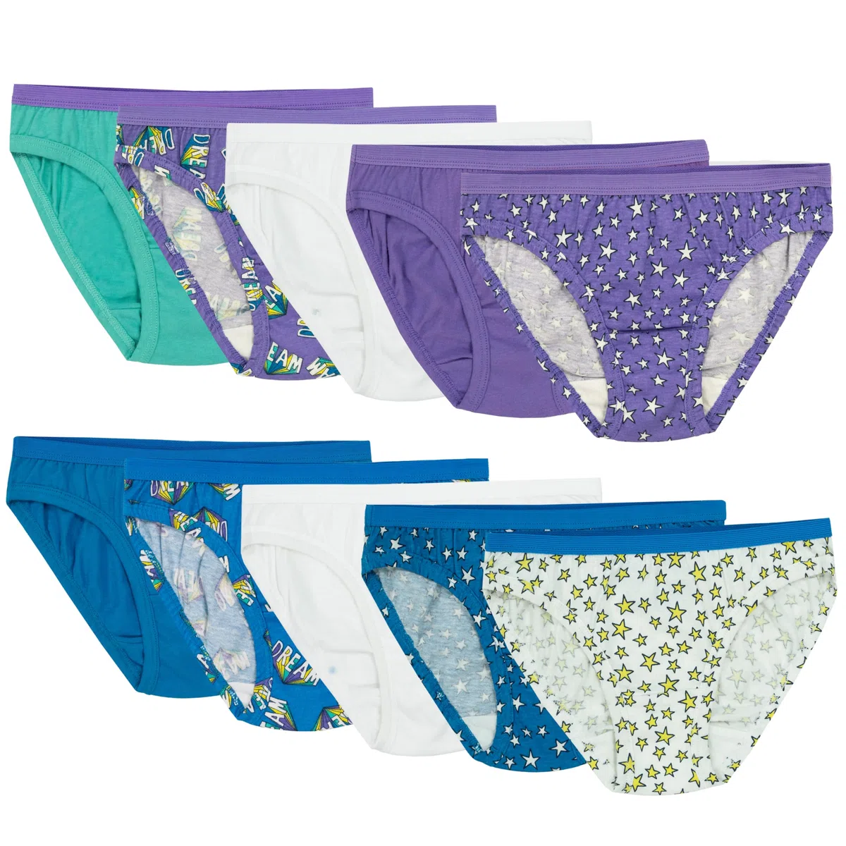 Fruit of the Loom - Ropa interior de algodón para niñas, paquete de 10 unidades, surtido de moda