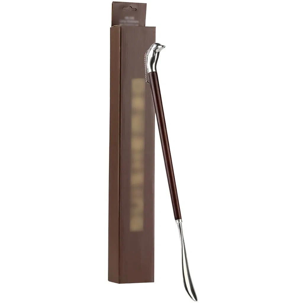 Calzador Mango Largo para Personas Mayores Hombres Delfín Dorado y Plateado de Lujo Calzador Extra Largo, Ayudante de Zapato de Hombre Perezoso de aleación de a(Plata 60 * 6cm)