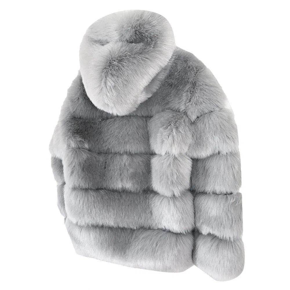 Chaqueta de piel para mujer, chaqueta corta con capucha, abrigo corto suave para mujer, chaquetas de felpa de invierno con pelo, abrigo funky esponjoso con capucha, chaquetas elegantes para