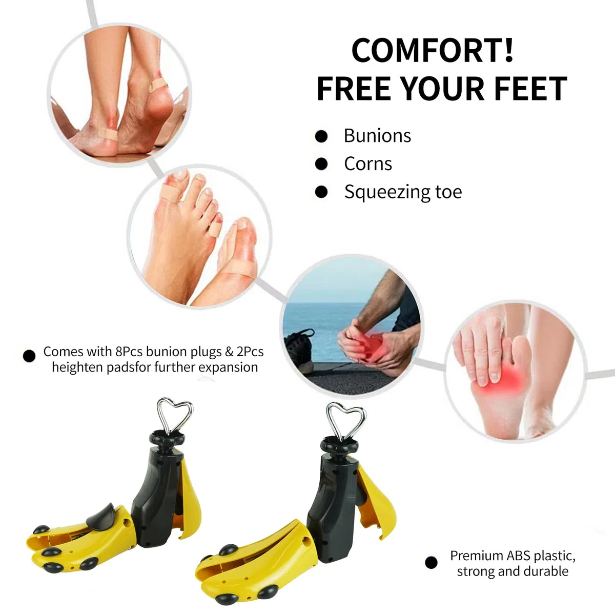 Estirador de zapatos y botas para hombre y mujer, 2 piezas de ancho y longitud ajustables para pies anchos, estirador de botas para hombres de 8 a 13 pulgadas y talla de mujer de 9.5 a 14