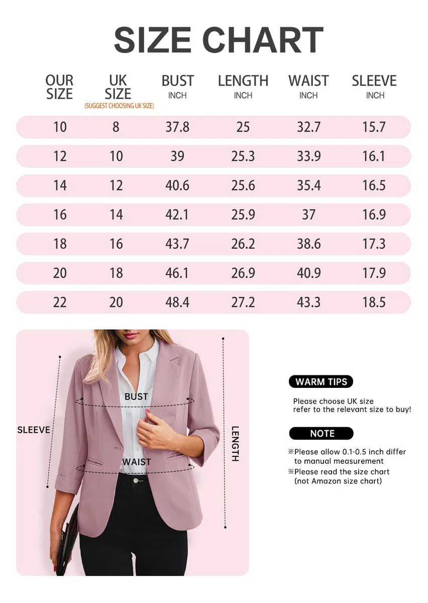 GRECERELLE Blazers para mujer, chaquetas de traje ligeras, manga 3/4, casual, para el trabajo, la oficina, con bolsillos