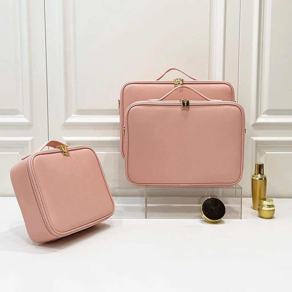 Organizador de pintalabios Organizador de cosméticos portátil, neceser de viaje con varios compartimentos de cuero for artistas de maquillaje, Kit de maquillaje profesional Organizador de maquillaje (