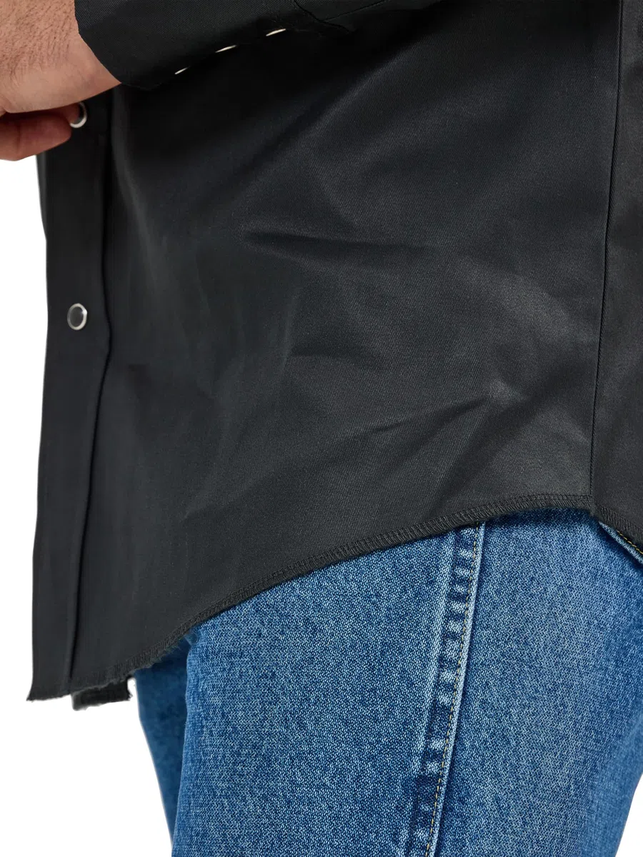 Wrangler Camisa de Trabajo de Manga Larga para Hombre, Corte Vaquero, Acabado Firme, Negro -, 3X Alto
