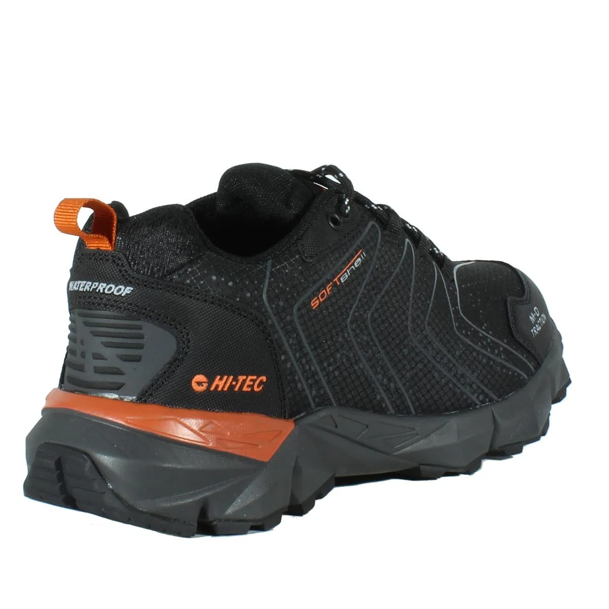 HI-TEC - Zapatillas Trekking Hombre Kinyeti WP | Zapatillas Montaña Hombre, Senderismo | Pies Secos con Membrana Impermeable, Tracción Óptima, Cómodas | Black/Orange Rust, 46