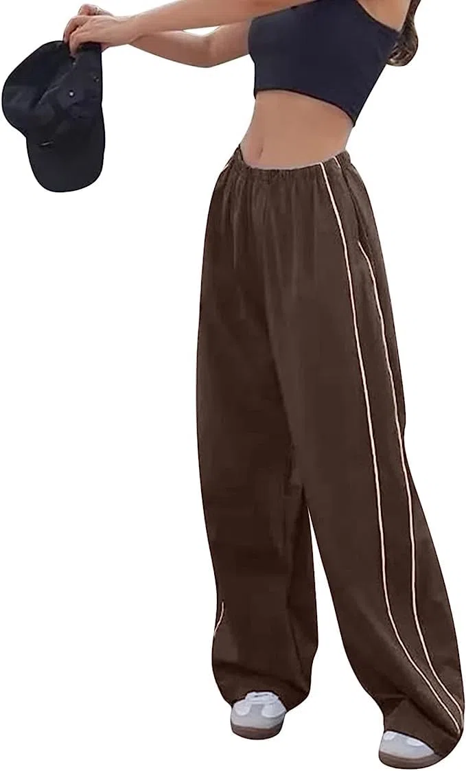 Odizli Pantalones de chándal para mujer, cintura alta, Y2K, holgados, con bolsillos