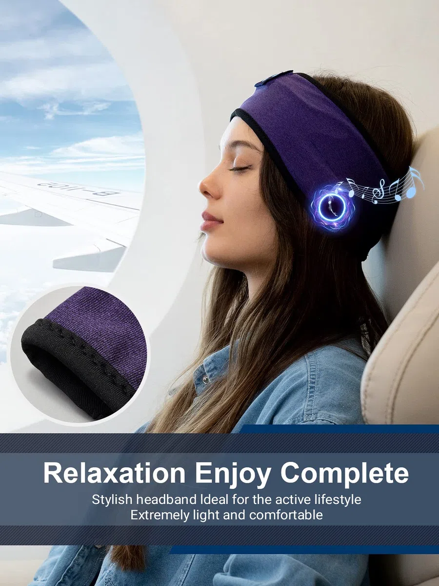 Lullaband Auriculares con diadema Bluetooth, auriculares para dormir de lado, diadema cómoda con micrófono de altavoz delgado, regalo manos libres