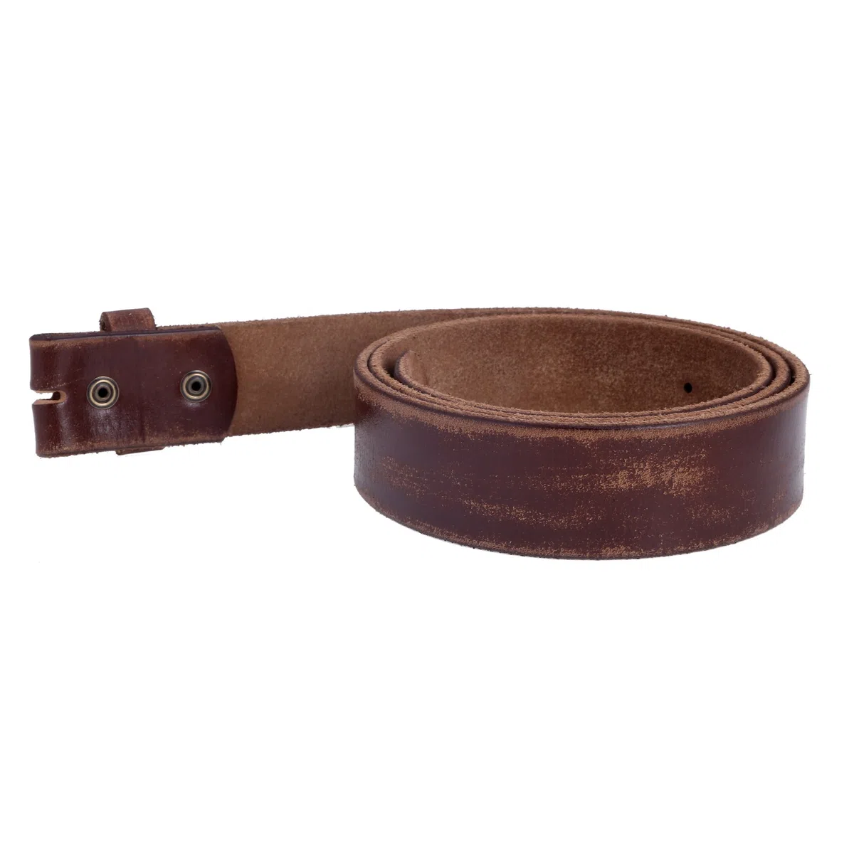 Gelante - Correa de piel auténtica sin hebilla para cinturón - Marrón - Medium (86 cm-91 cm)