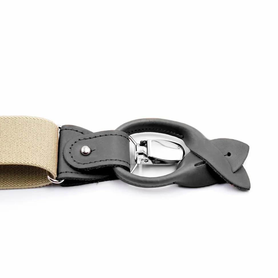 Tirantes para pantalones de hombre Tirantes de cuero genuino for hombres en forma de Y, resistentes, ajustables, elásticos, for pantalones, correas, cinturón, regalos for bodas, padres y esposos(Beige