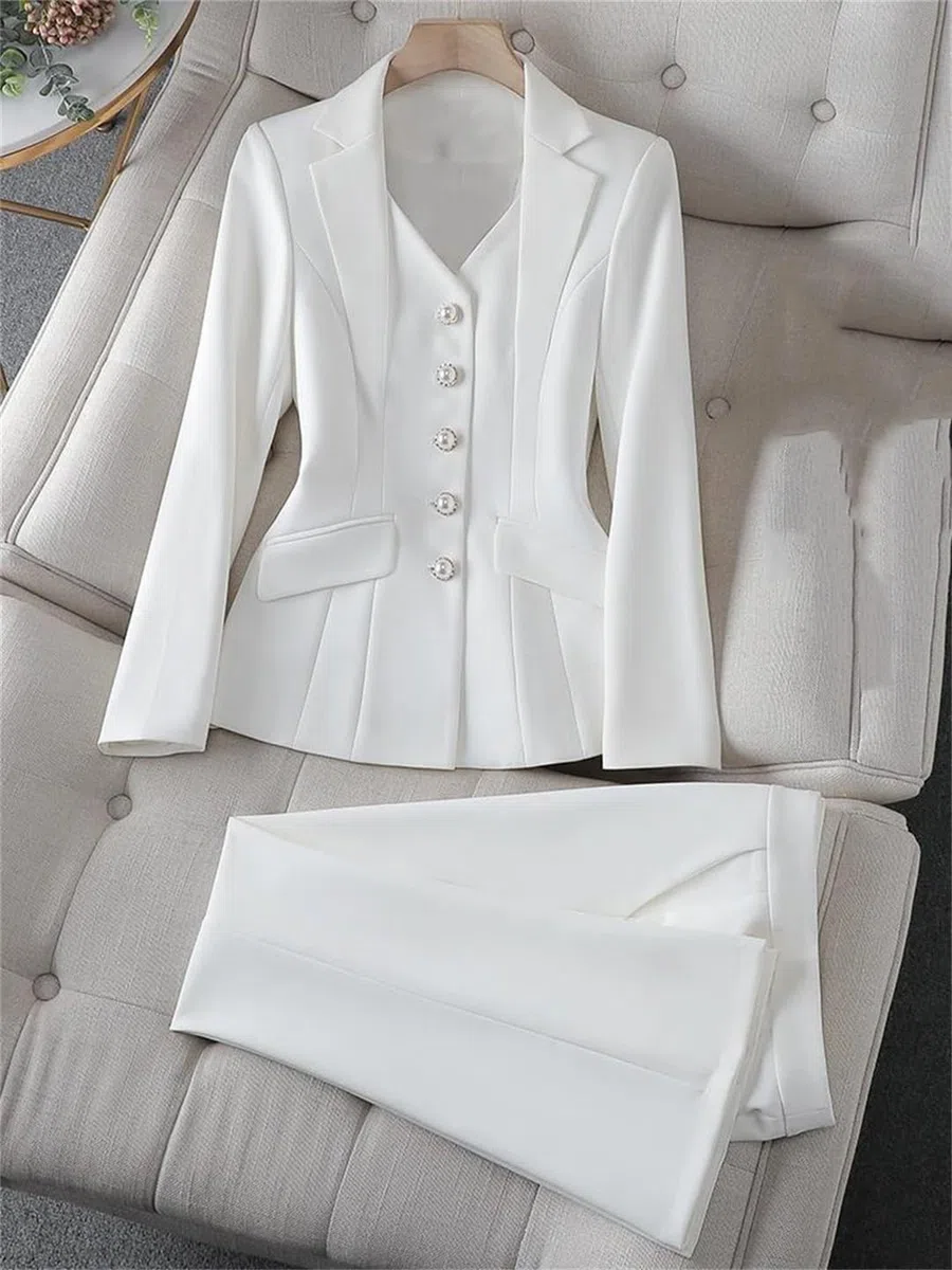 Traje formal de dos piezas para mujer, chaqueta y pantalones, ropa de oficina y trabajo