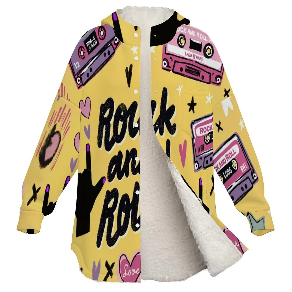 Sudadera Invierno con Capucha de Forro Polar Mujer Gestos, Cinta De Casete, Corazón Cálido Hoodies a Manga Larga Felpa Sudadera con Bolsillos, Amarillo