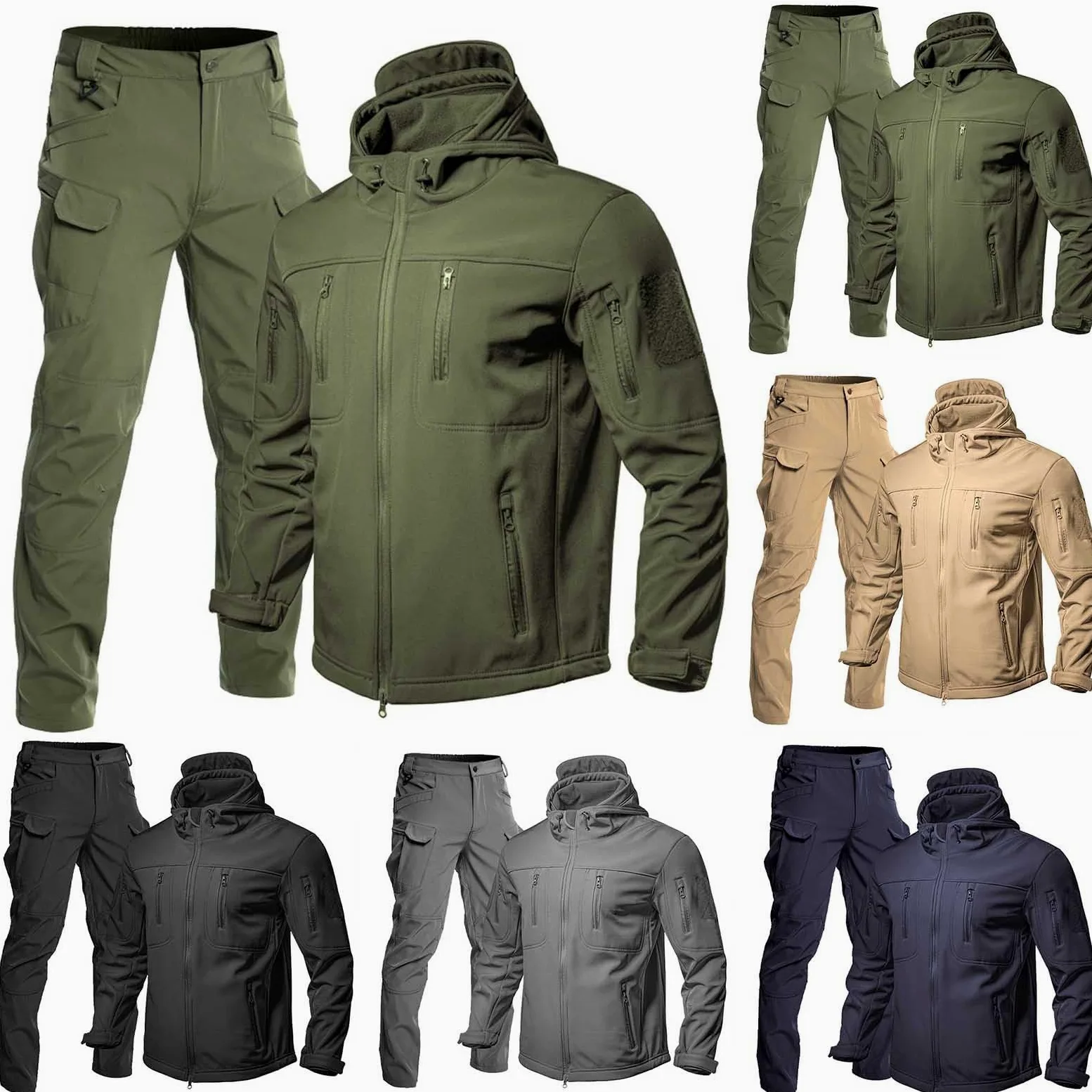 Generisch Chaqueta funcional para hombre, impermeable, transpirable, chaqueta de senderismo para exteriores, cortavientos, con capucha, A17