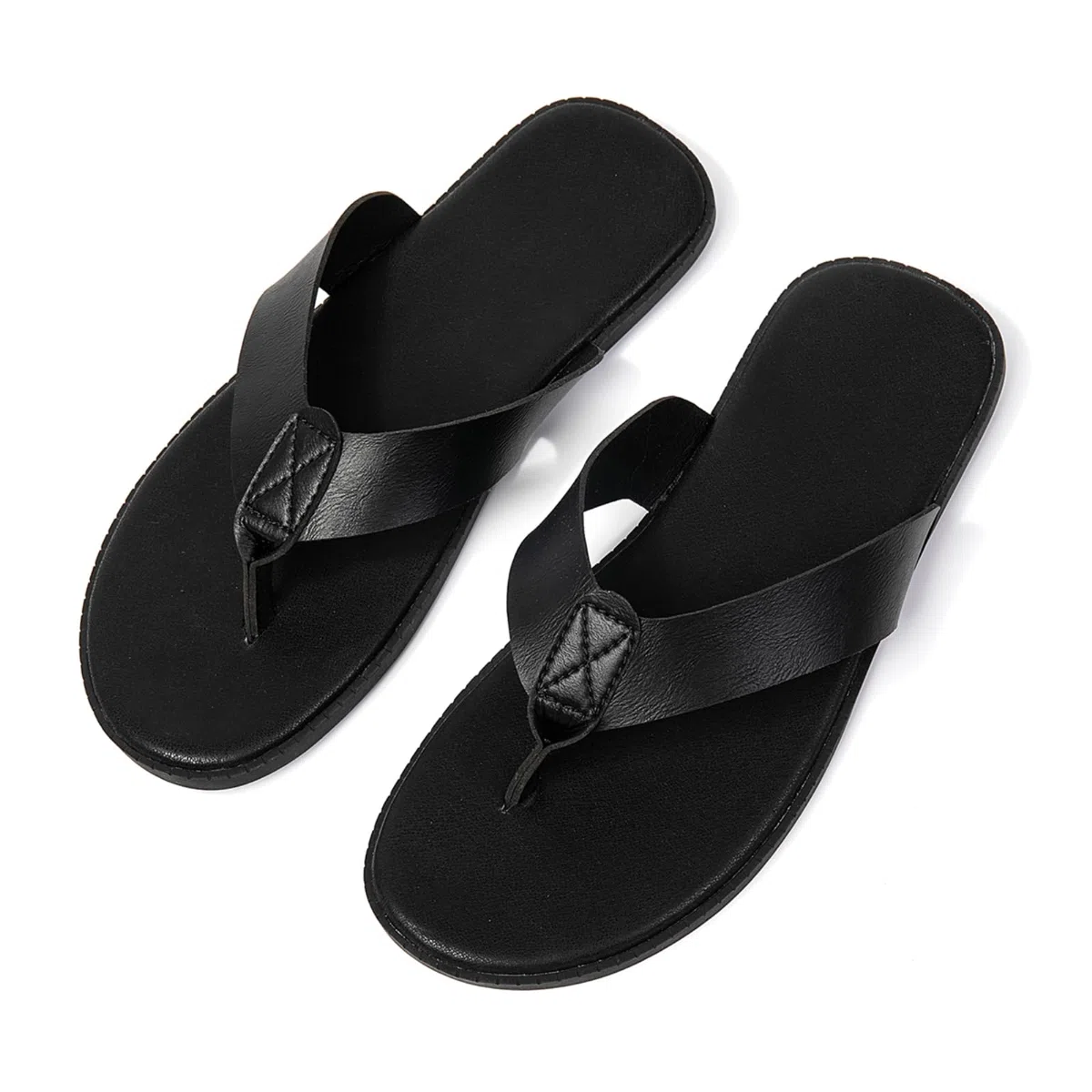 Chanclas Sandalias De Los Hombres Liso Plano Cojín Plantilla Borde Cosido Antideslizante Sola Playa Hogar Diario Verano Al Aire Libre-Dark Brown-40