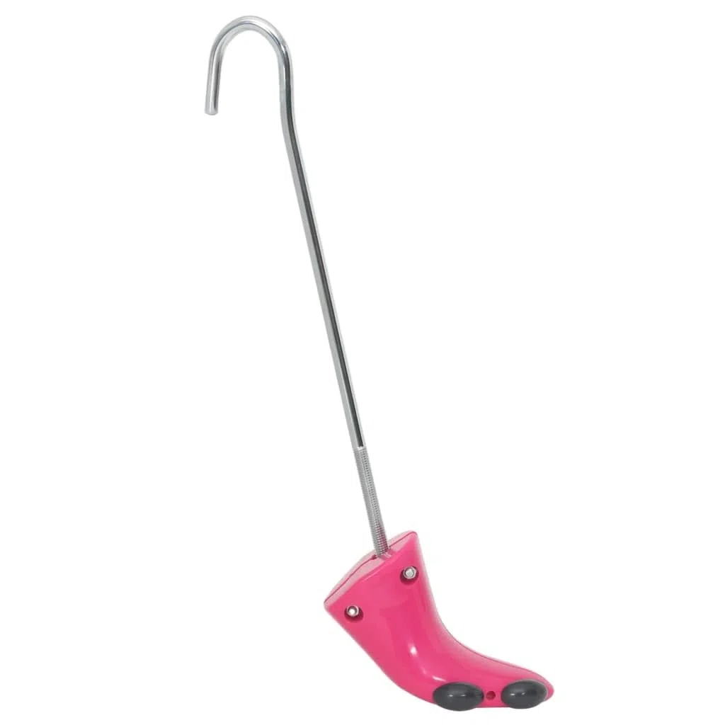 Horma de zapatos con calzador rosa EU 34-40, plástico duradero, elástico, para hombre y mujer, versátil, adecuado para alisar y secar botas y zapatos