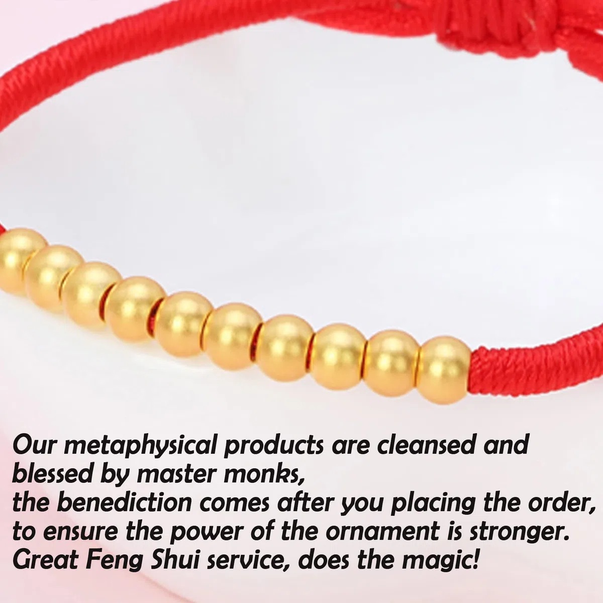 Pulsera Feng Shui Pulsera de cuentas de oro Pulsera de riqueza Pulsera de hilo rojo Amuleto for protección Amuletos de la suerte for mujeres Hombres Niños Joyas Regalos Atraer prosperidad Buena fortun