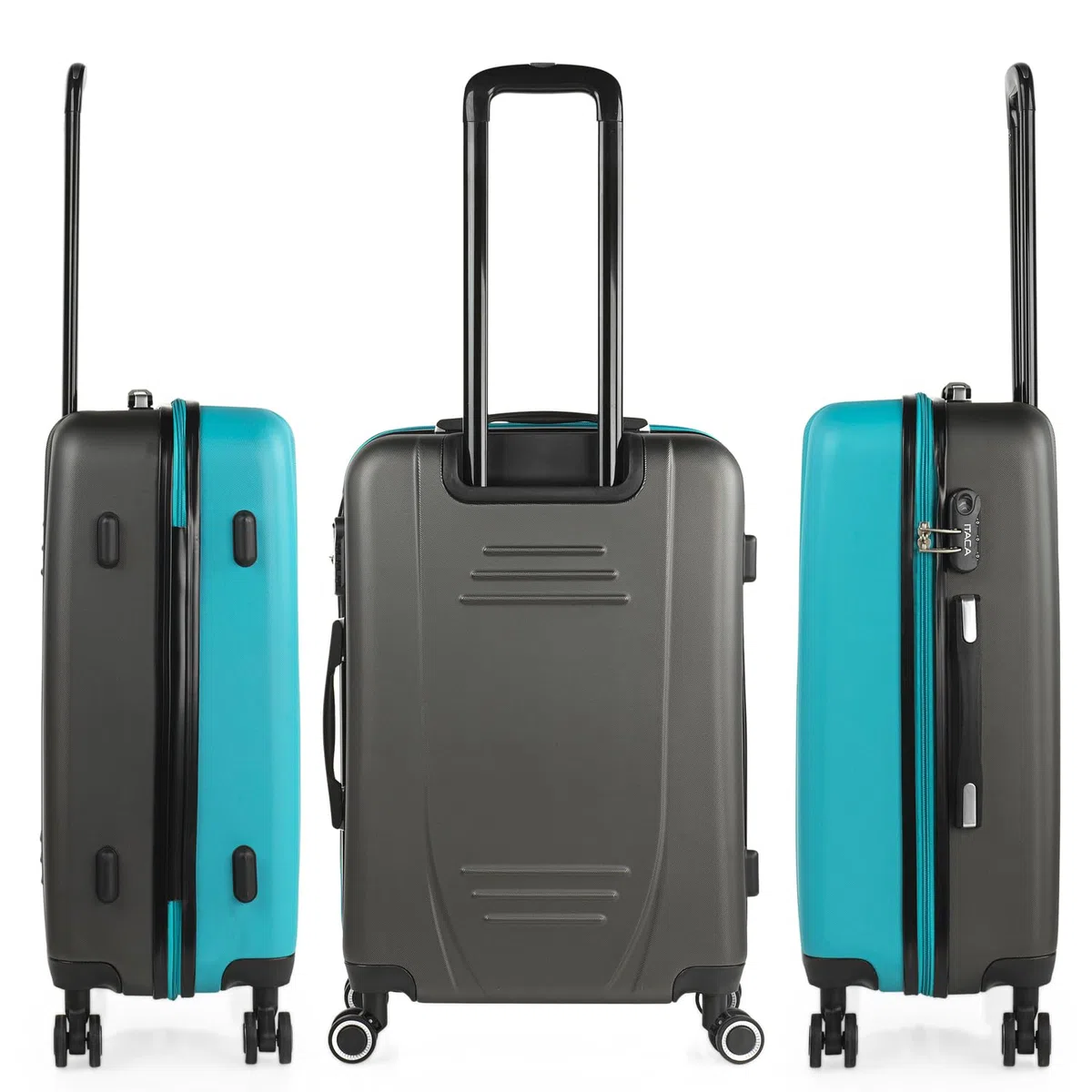 ITACA - Maleta Mediana con 4 Ruedas Giratorias para Viajes Largos Tipo Trolley Ideal como Maletas de Viaje Grandes 23 Kilos y Maleta Viaje Mediana Resistentes, Turquesa-Antracita