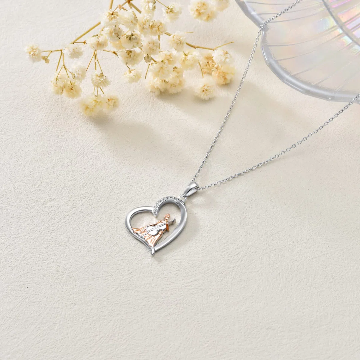 Collar de música HARMONY BOLA, plata de ley 925, con colgante de bailarina/violín/piano, joyería musical, regalos de cumpleaños para mujeres y niñas, Plata esterlina
