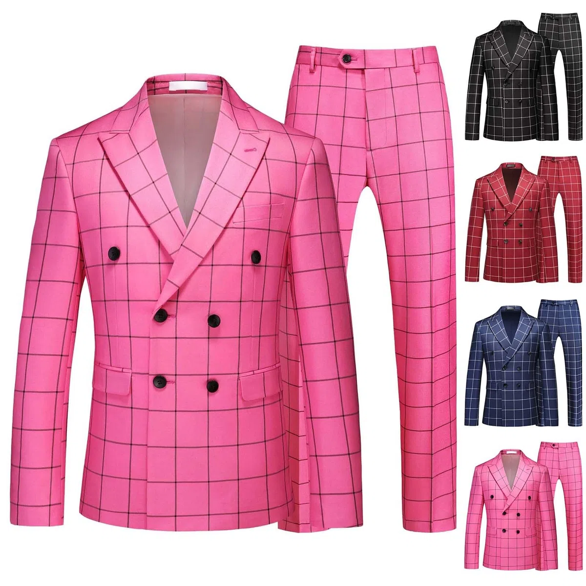 Generico Conjunto elegante para hombre completo, chándal de trabajo, chaqueta y pantalón de hombre, para Festival Blazer a cuadros para evento especial, chaqueta elegante, clásica, deportiva, camping