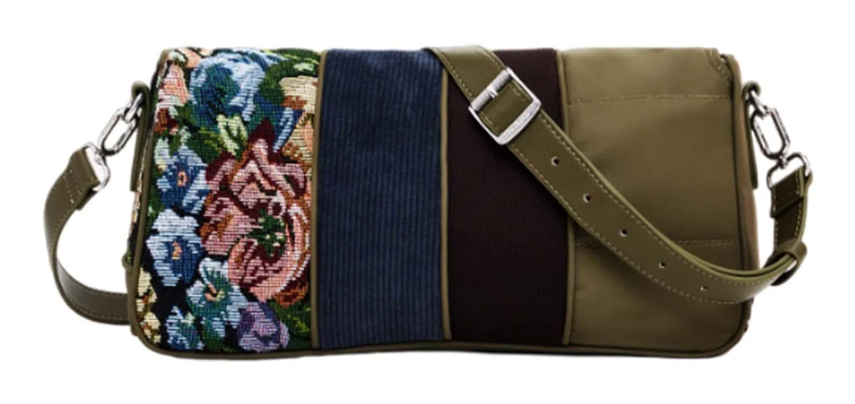 Desigual Women's Accessories - Bolsa de mano de tela, color verde, verde