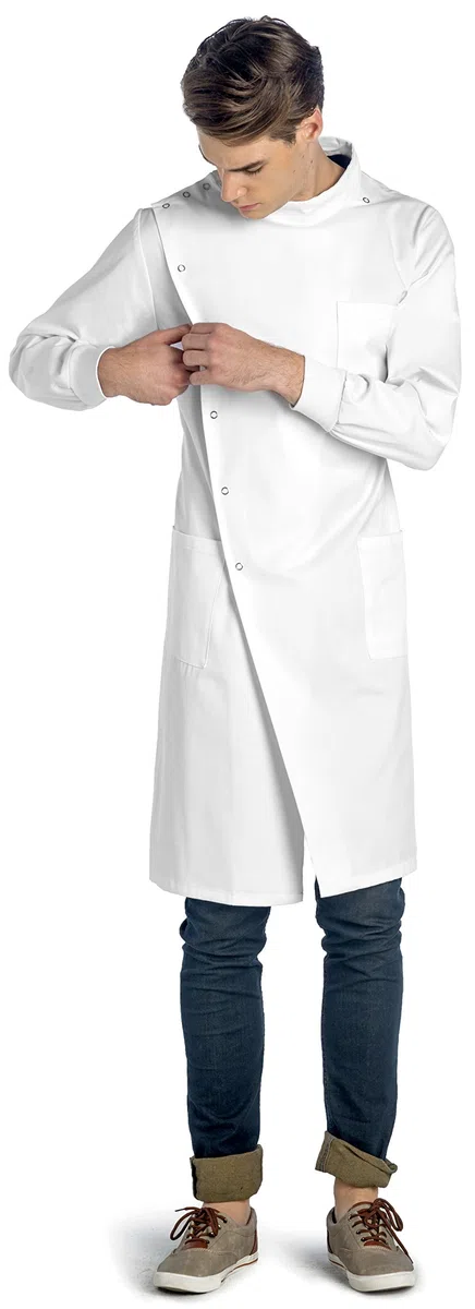 Dr. James Bata de Laboratorio Premium Howie Style Unisex para Hombres y Mujeres, con Mangas con puños, Ajuste clásico, Cierre a presión