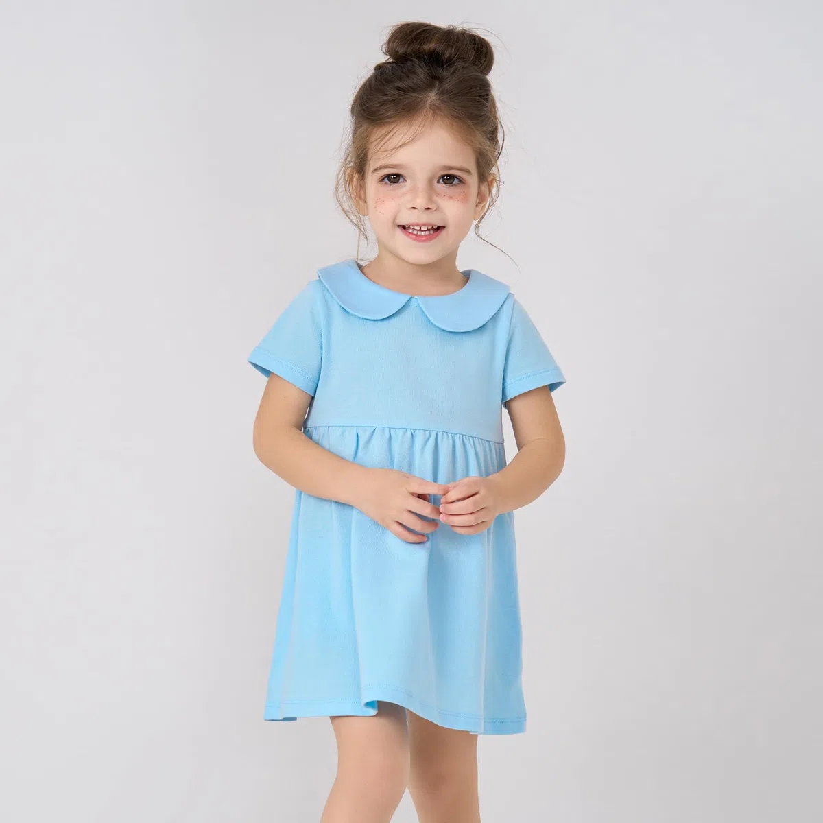 pureborn Vestido de algodón para niña, de 0 a 6 años, color liso